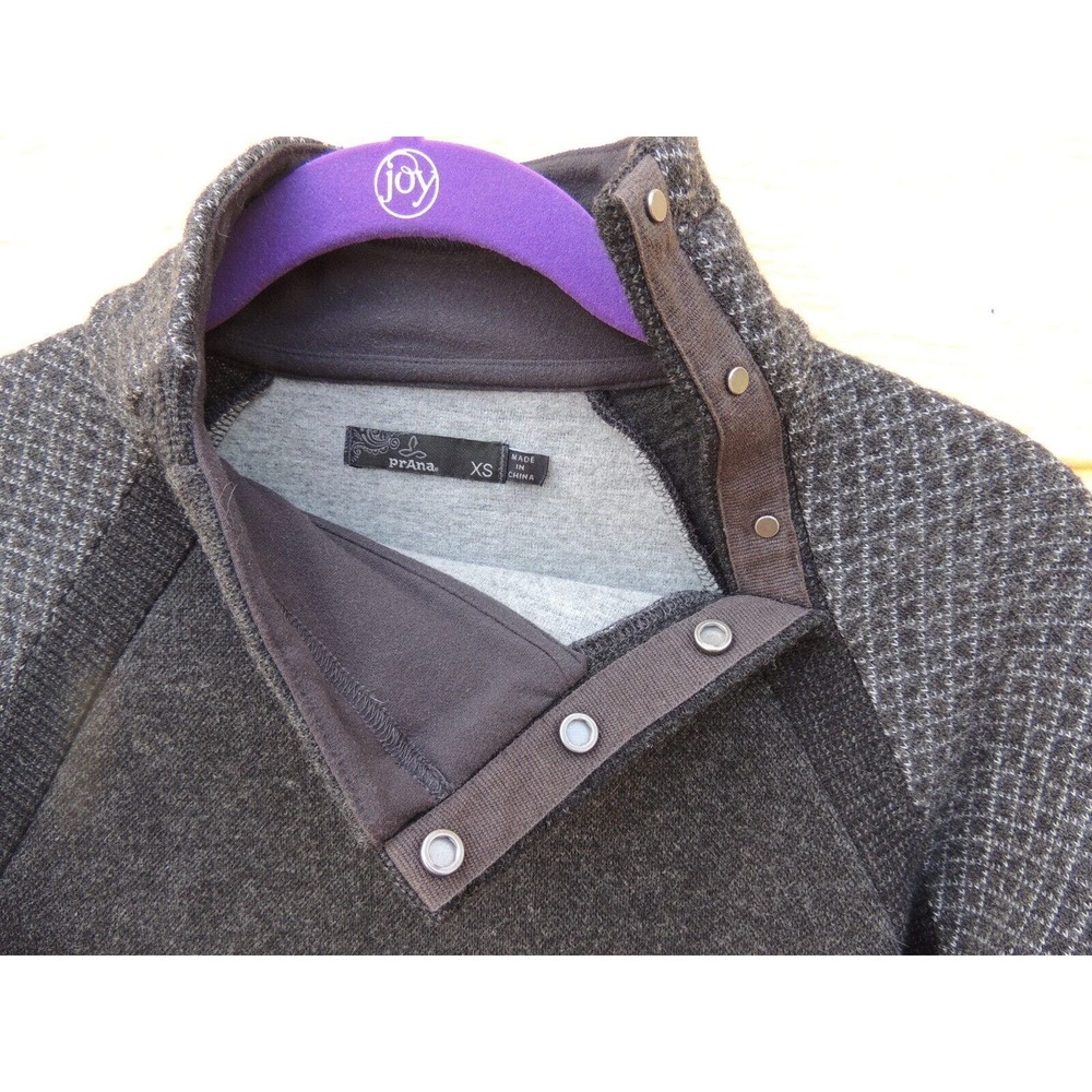 PrAna Brandie Wool Blend Sweater XS Snap Closure Neck - Picture 5 of 7